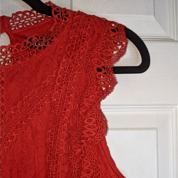 Lulu's My Sweetheart Red Lace Mini Dress M - Picture 10 of 16